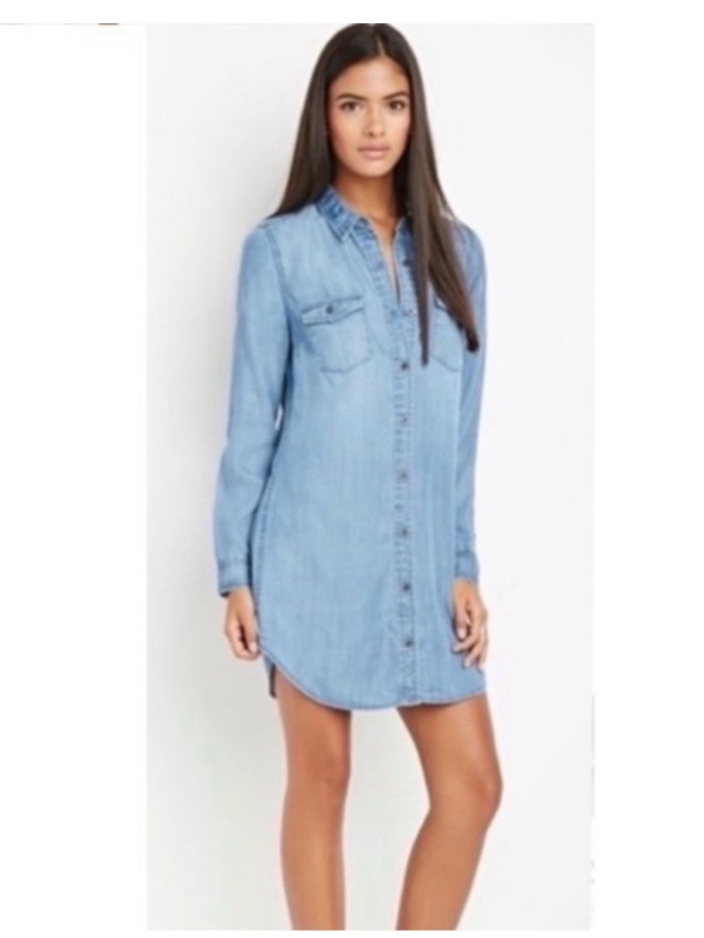 Life in progress Chambray Denim Button Down Shirt Dress Small